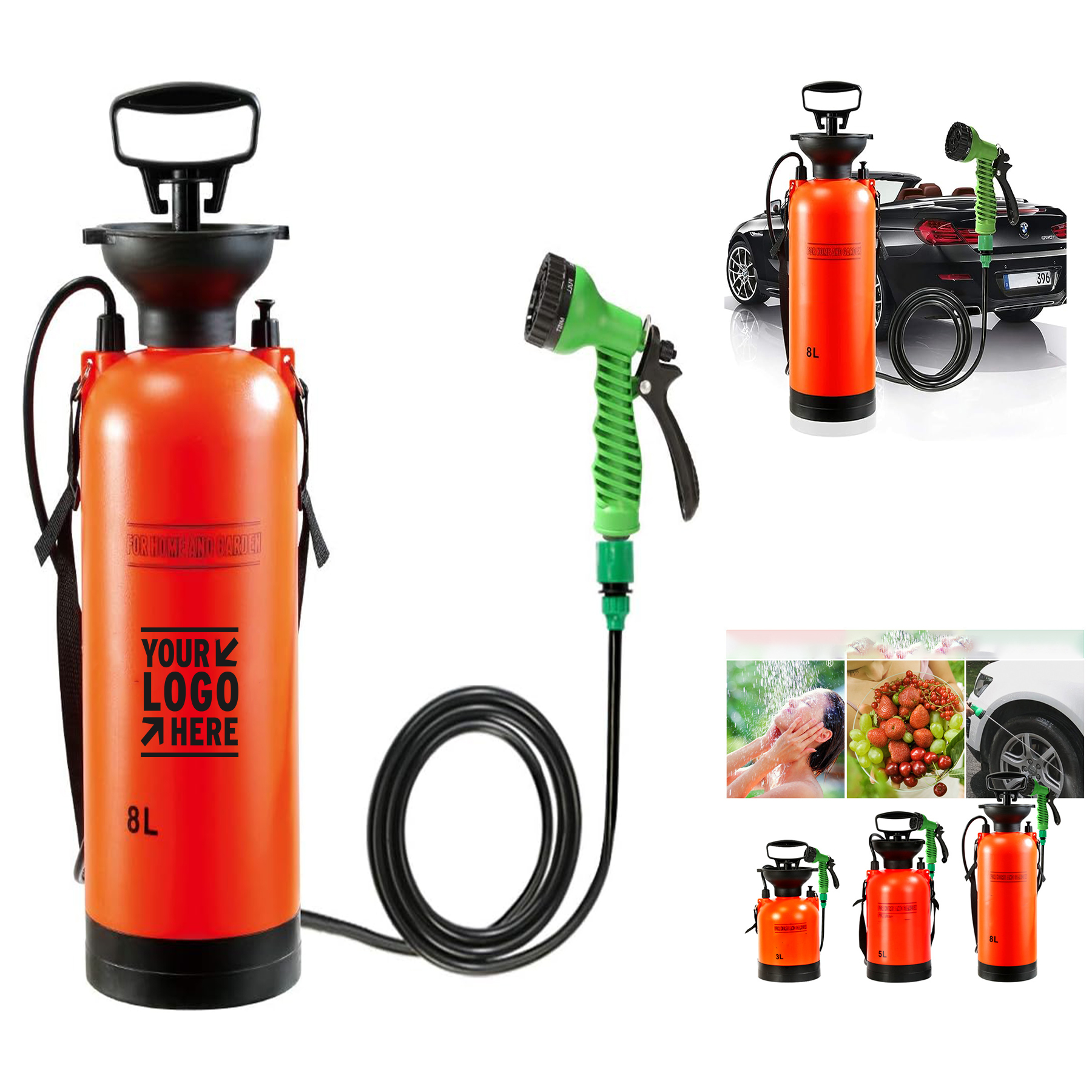 7 Spray Modes Pressure Sprayer Camping Shower with Removable Hose and Head 2