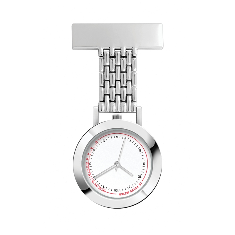 WC8219 33MM METAL SILVER CASE, NURSE WATCH, 3 HAND MVMT, RECTANGULAR METAL CLIP 3