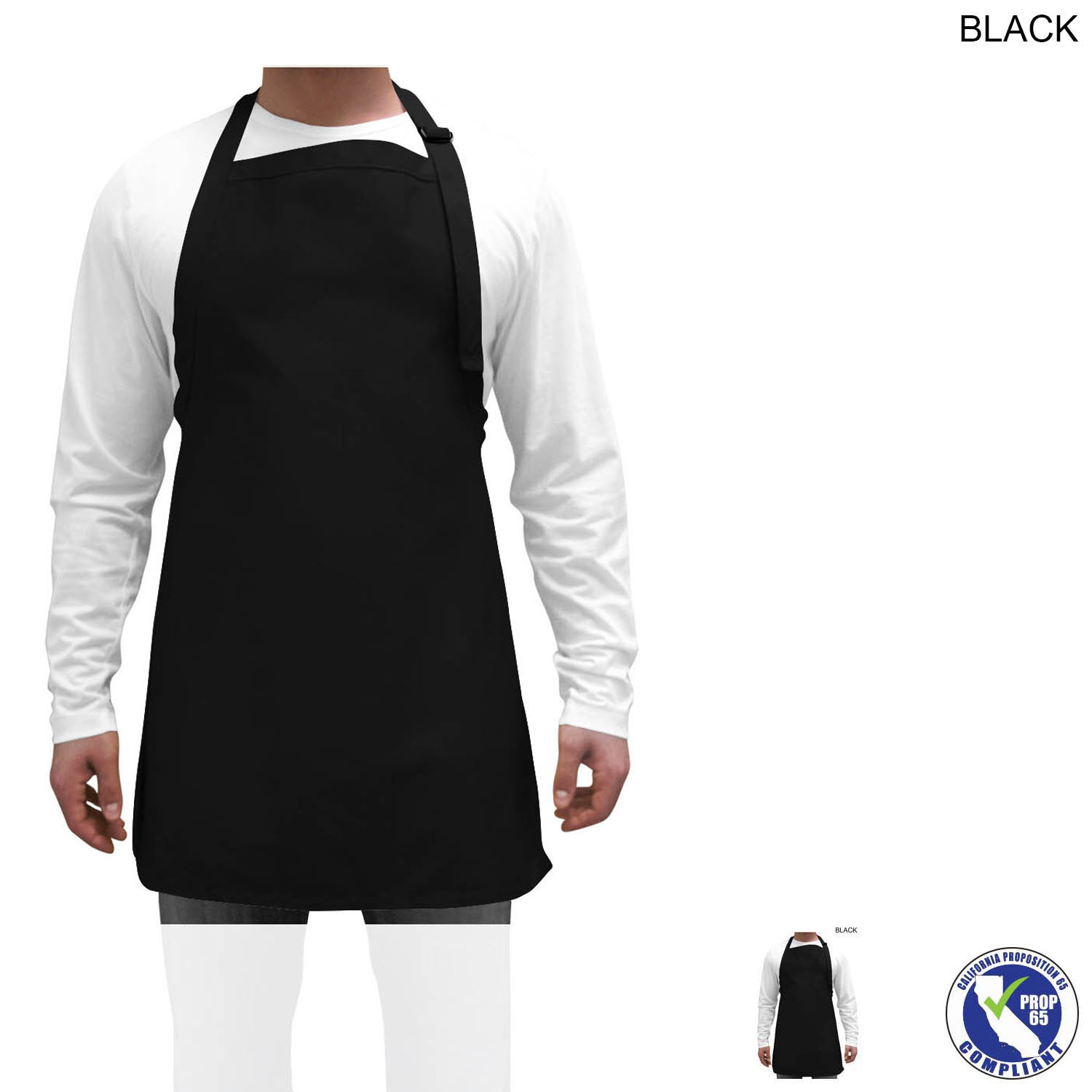 Twill Bib Apron, 25x28, No Pockets, Adjustable Neck, Blank Only, In Stock 2