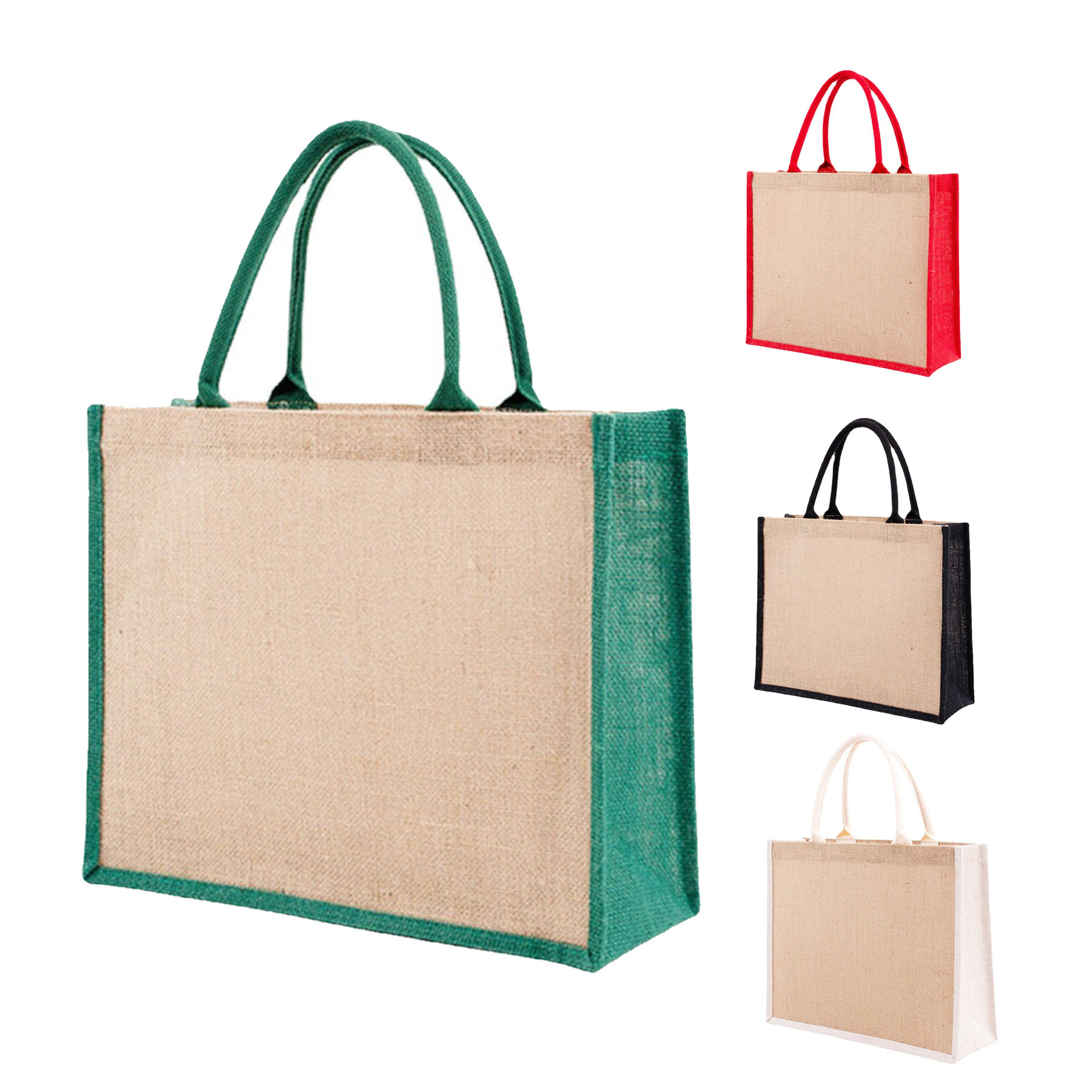 Jute Colorful Tote Shopping Bag, custom tote bag with logo imprint 2