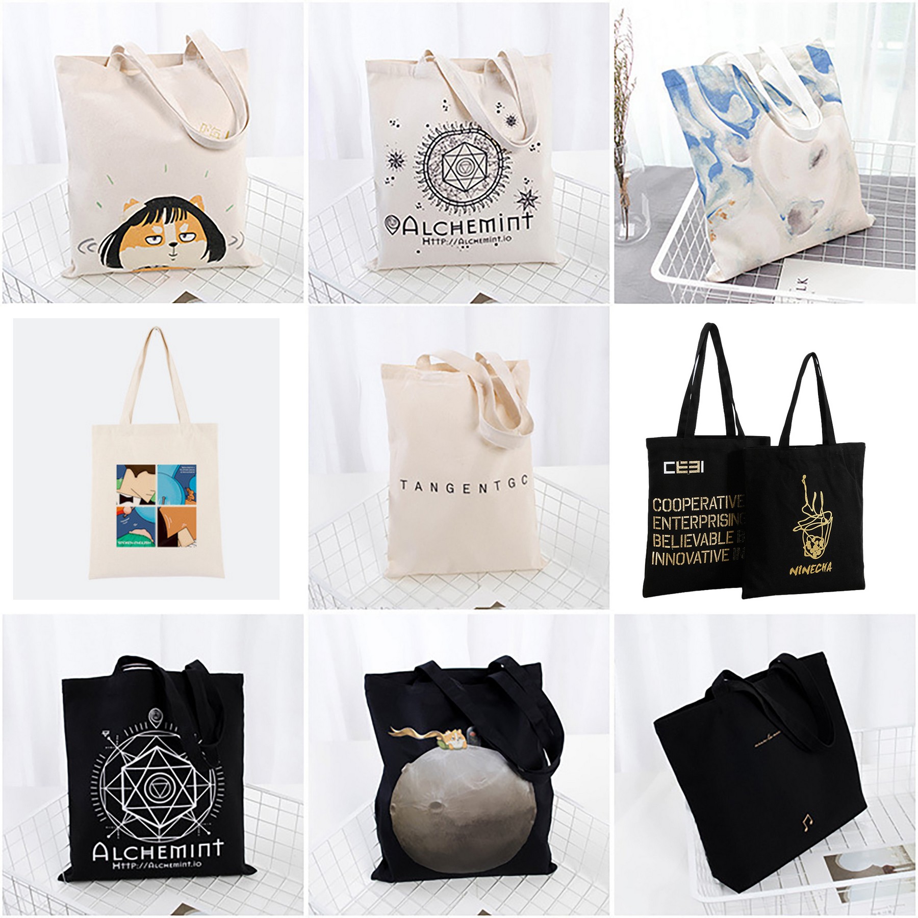 7.2 Oz All Cotton Portable Rainbow Tote Handbags 5