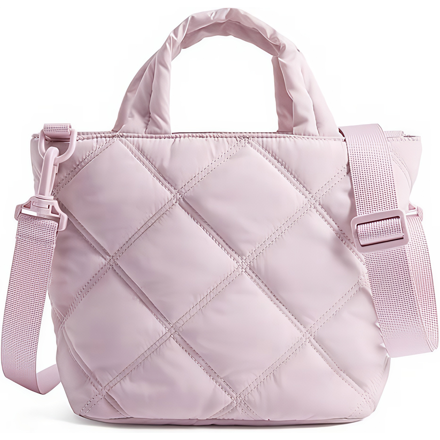 Nylon Puffer Quilted Crossbody Tote Bag w/ Handle 8