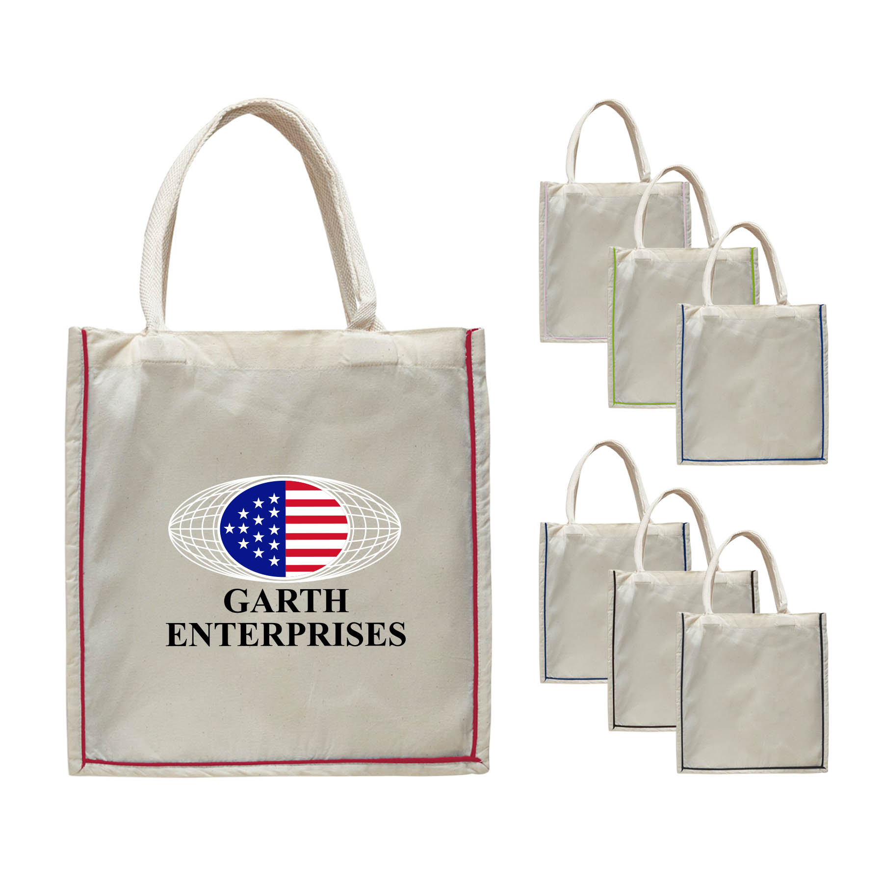 6 oz. 100% COTTON CANVAS FANCY COLOR STRIPE SHOPPER TOTE BAG 5