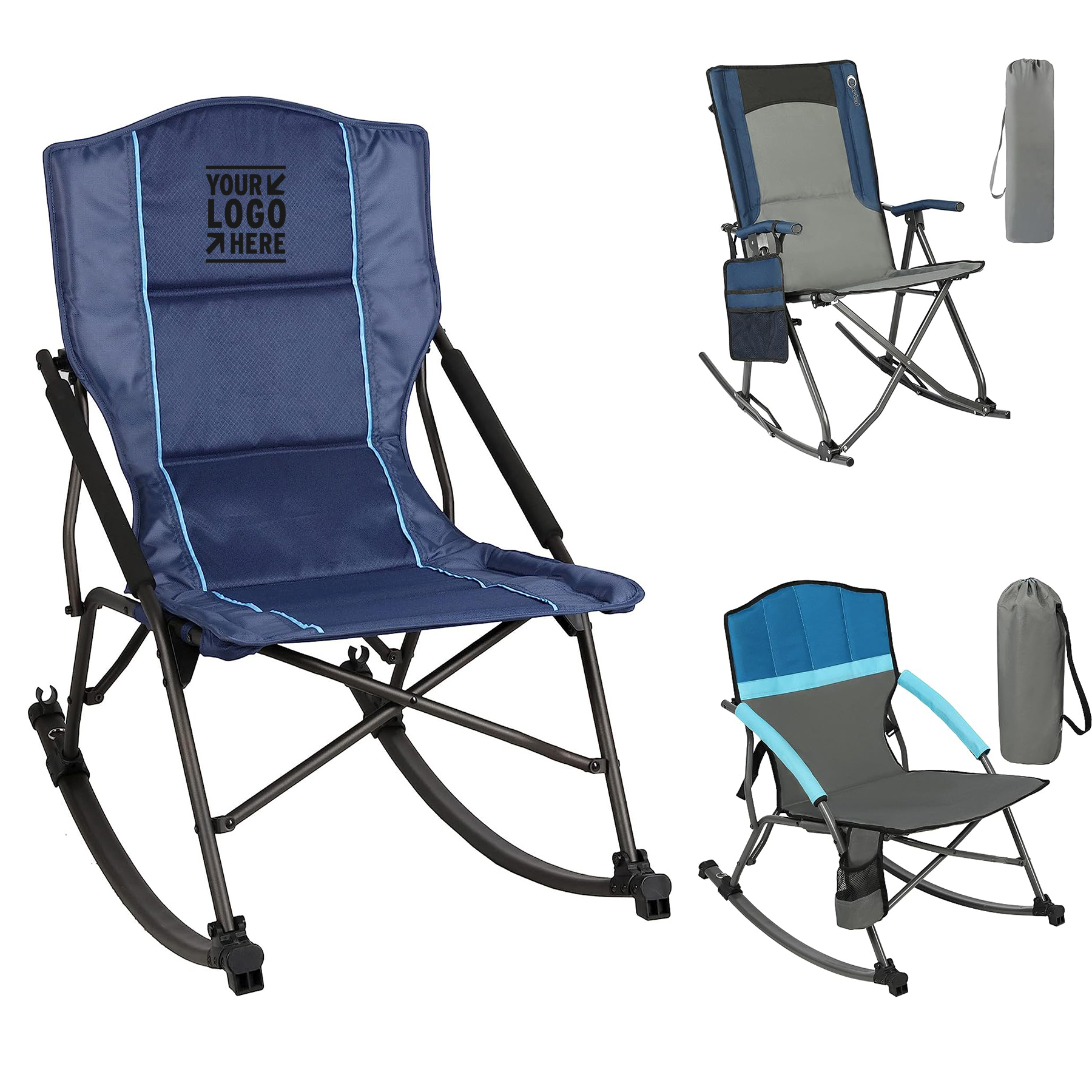 Support 300 lbs Folding Portable Rocker Outdoor Rocking Camping Chair with Cup Holder 2