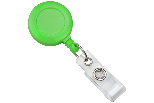 Round Plastic Clip-On Neon Badge Reel (Neon Green) 1