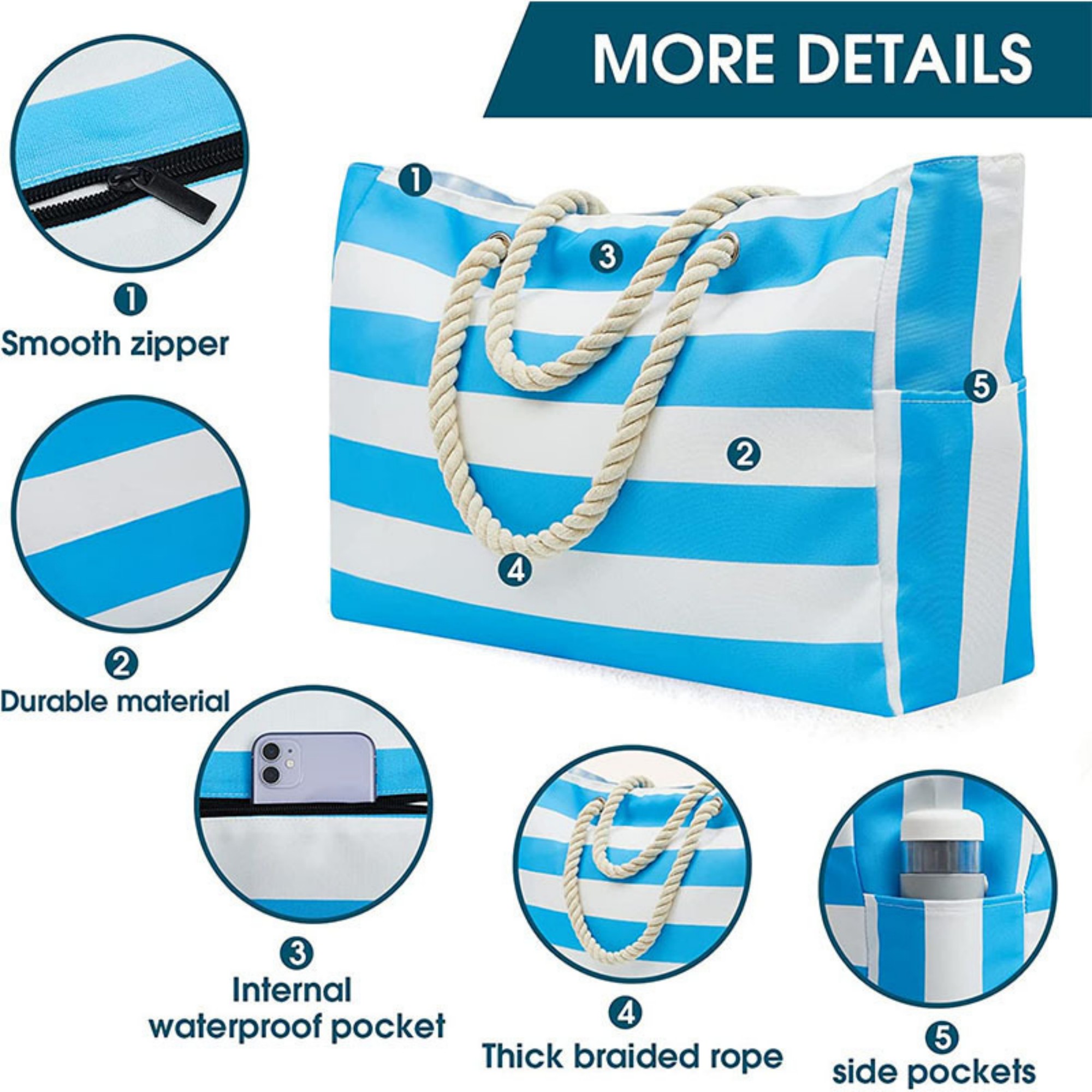 Large Waterproof Beach Tote Bag 1
