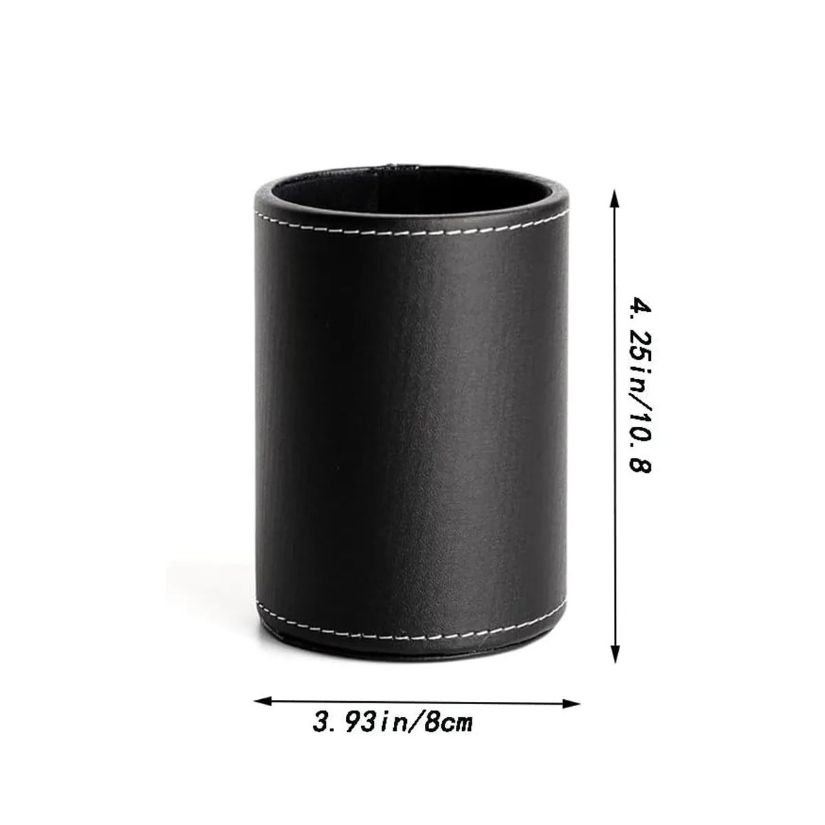 Circular Leather Pen Holder Desktop Stationery Storage Box 6