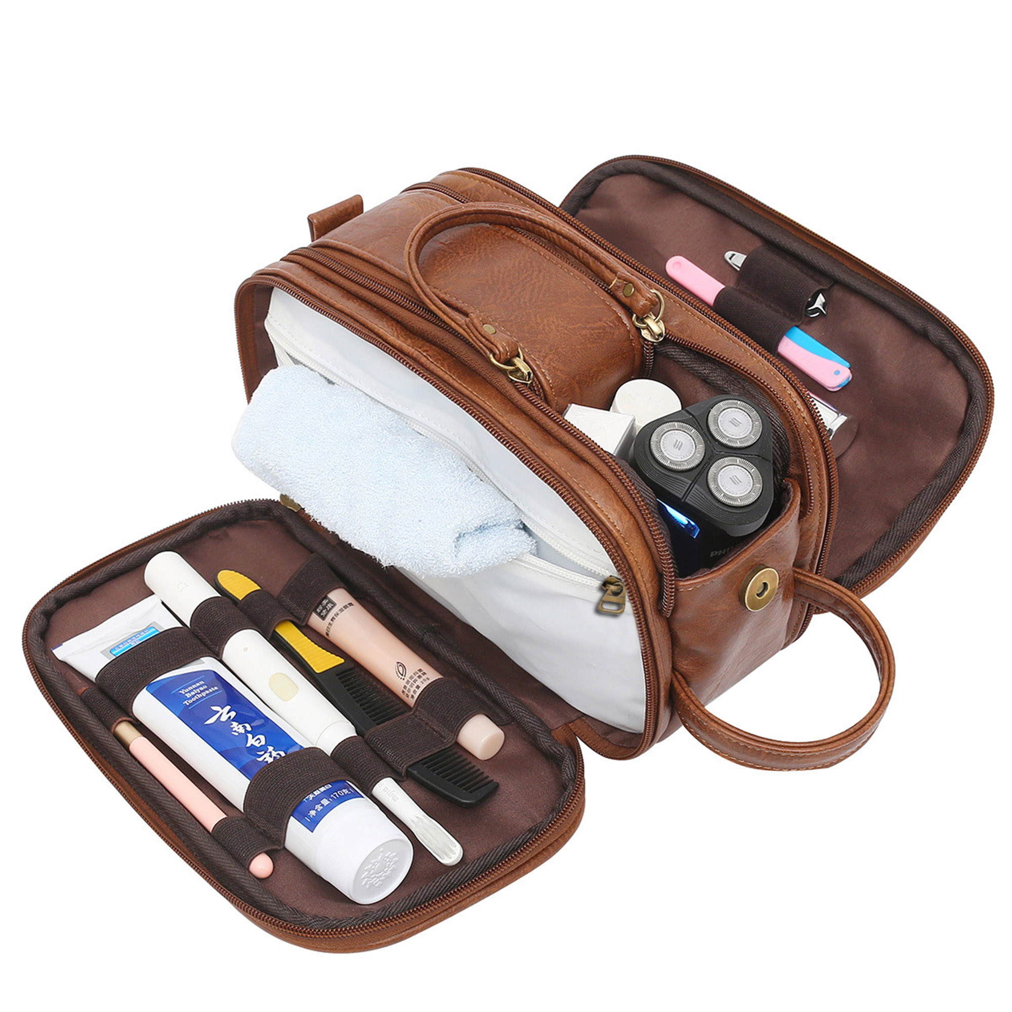 Vegan Leather Travel Shaving Dopp Kit 4