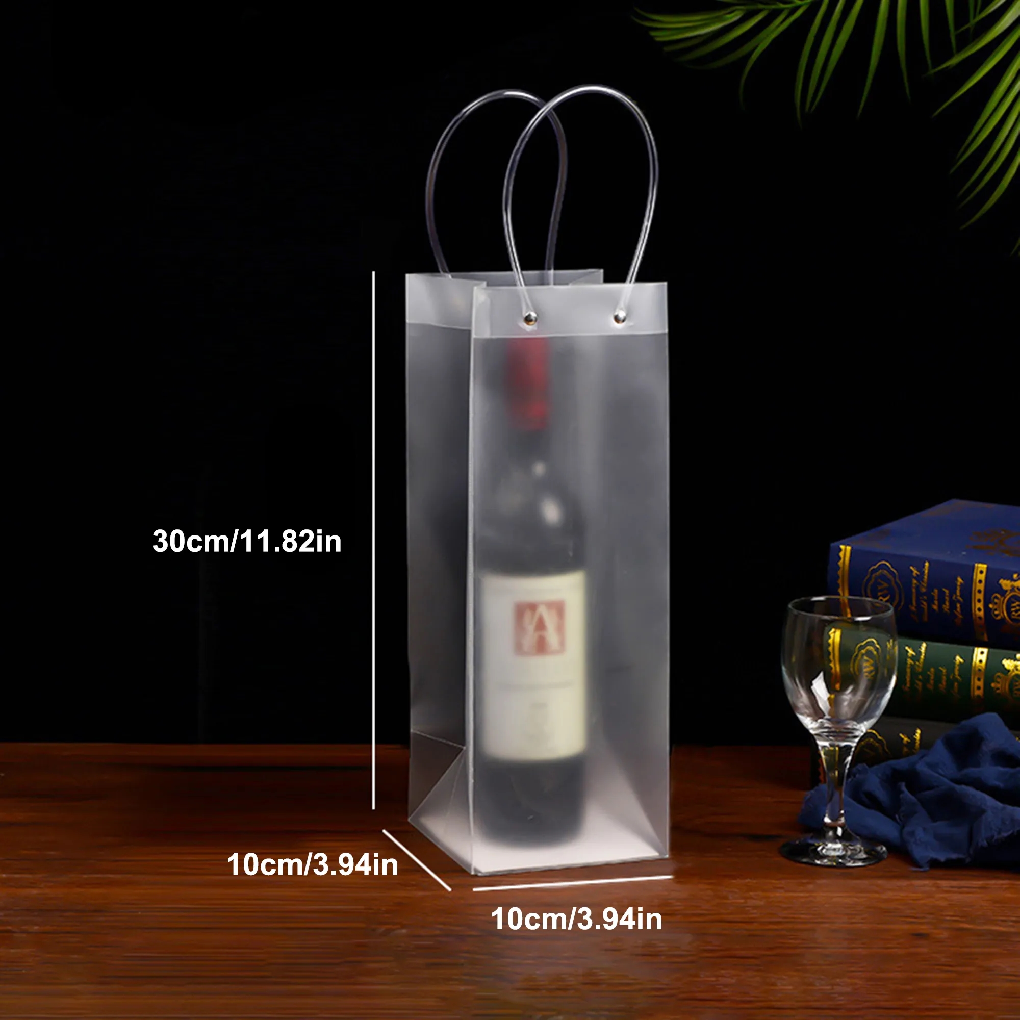 Clear PVC Wine Bottle Cooler Bag with Handles 10