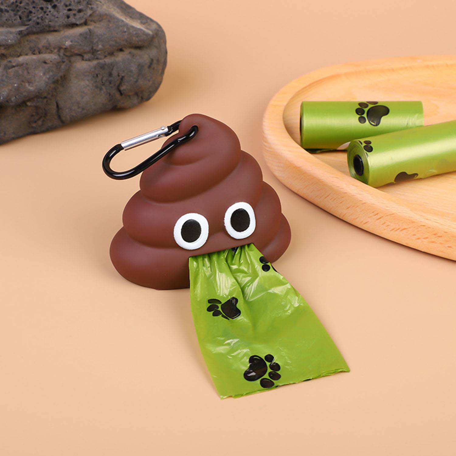Silicone pet fecal collection bag with keychain 5
