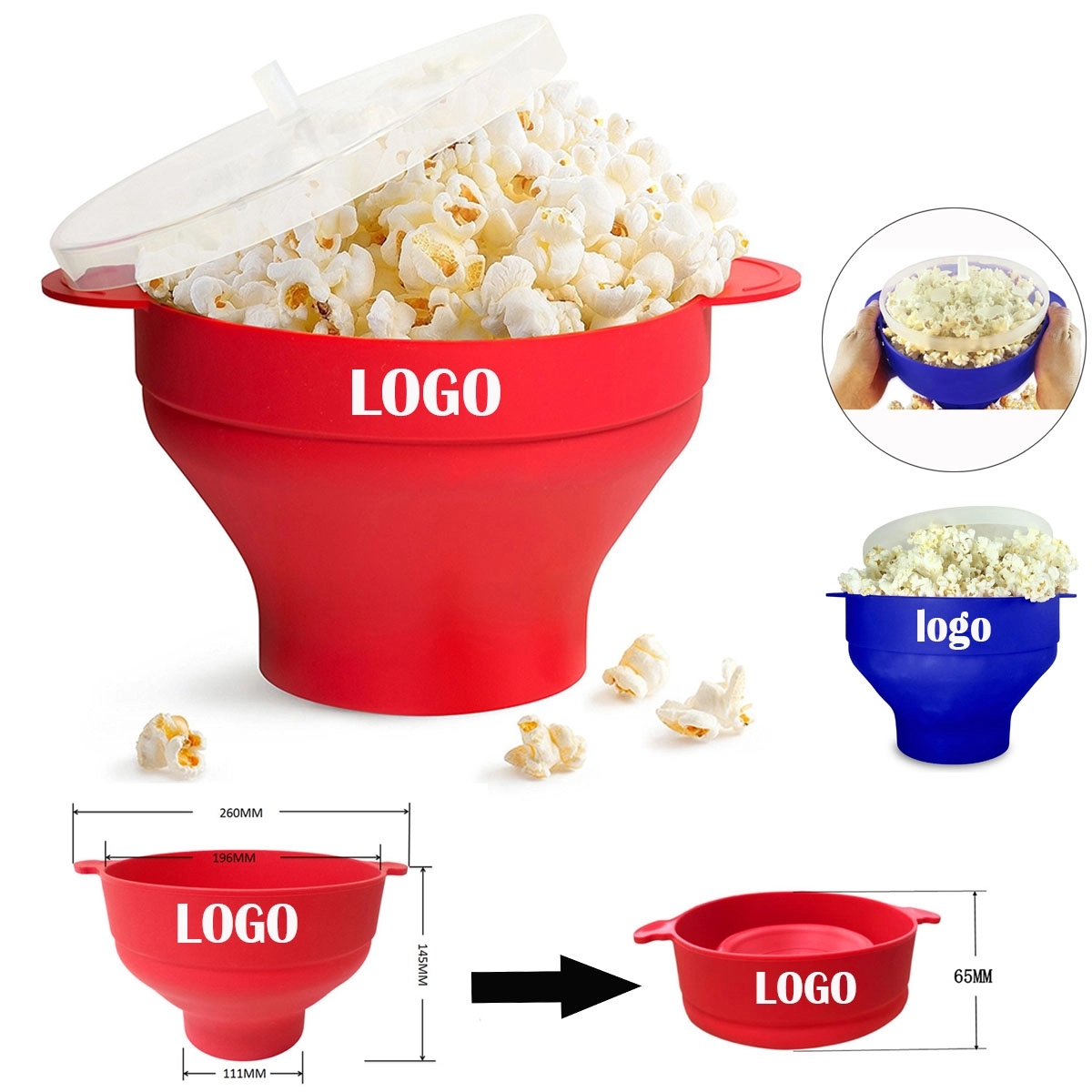 Collapsible Silicone Microwave Hot Air Popcorn Popper Bowl 1