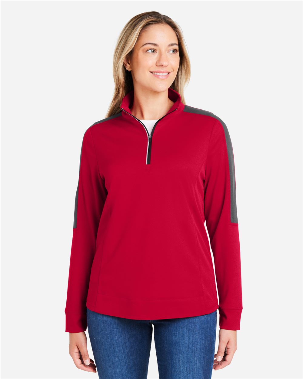 Women's Market Snag Protect Mesh Colorblock Quarter-Zip Pullover - CE404W 34