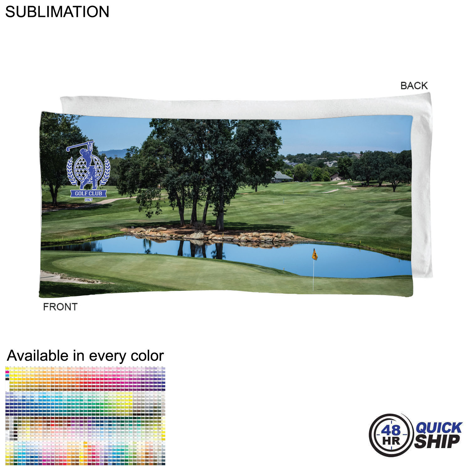 48 Hr Quick Ship - Golf Caddie Towel Large in Microfiber Dri-Lite Terry, 20"x40", Sublimated 6