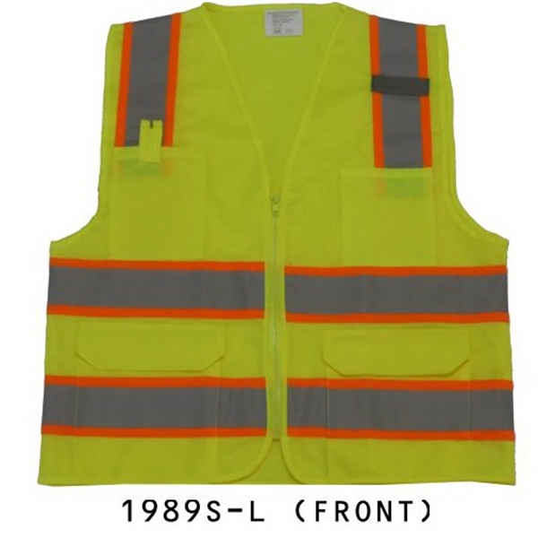 Ansi Class 2 Safety Vest , 2 Tone, Solid, Lime 2