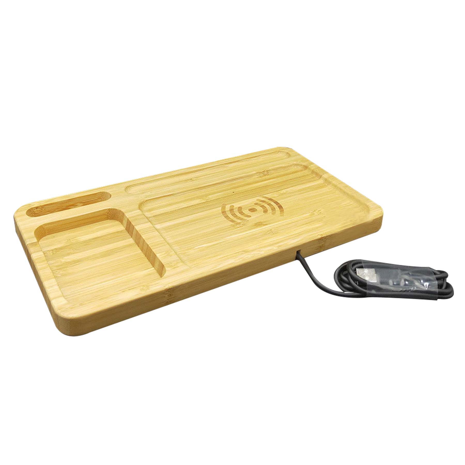Bamboo Wireless Charging Custom Desktop Organizer 3