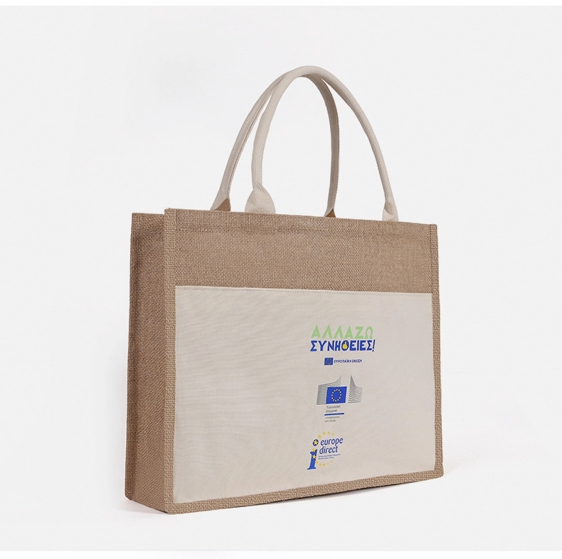 Promotional Canvas Pocket Jute Tote Bags 3
