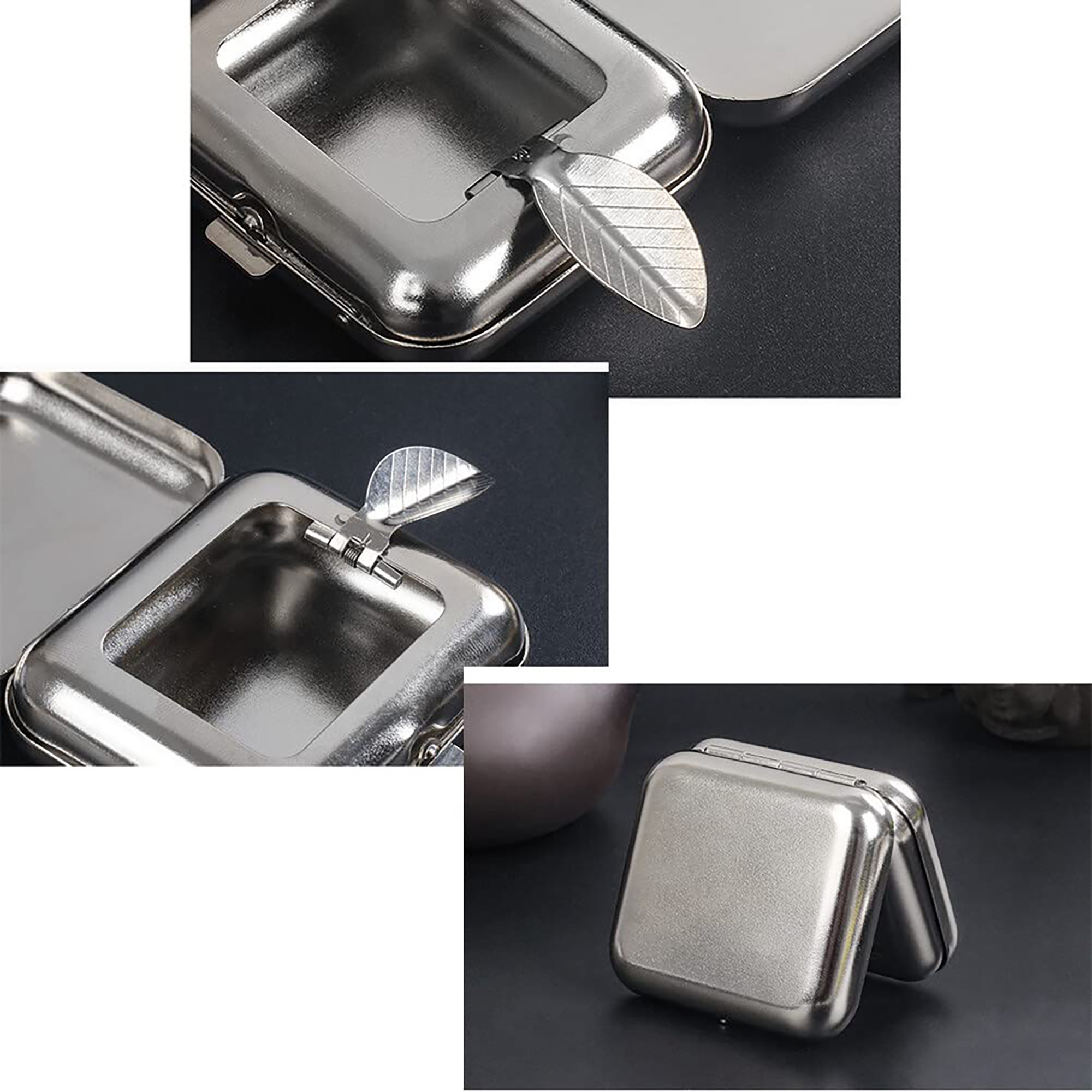 Portable Stainless Steel Pocket Ashtray with Sealed Lid 6