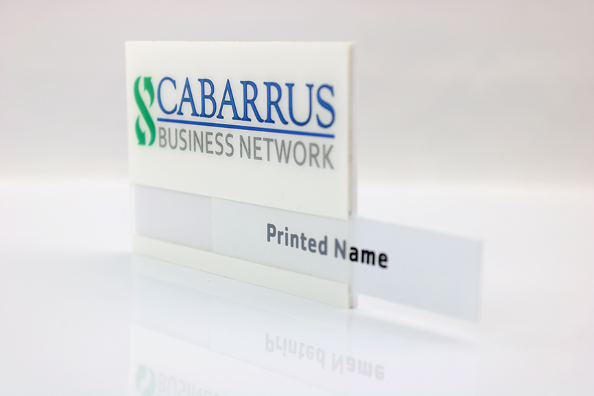 The Plato full color reusable name badge. 2"x3" 1