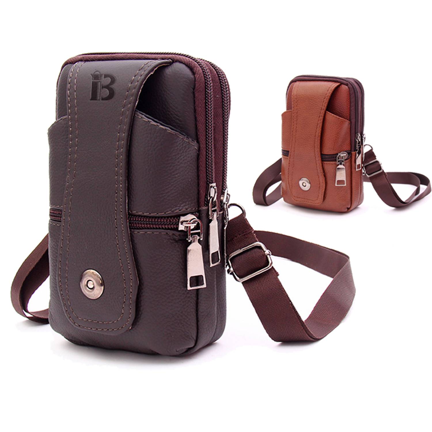 Genuine Leather Waist Bag Crossbody Waterproof Pack 4