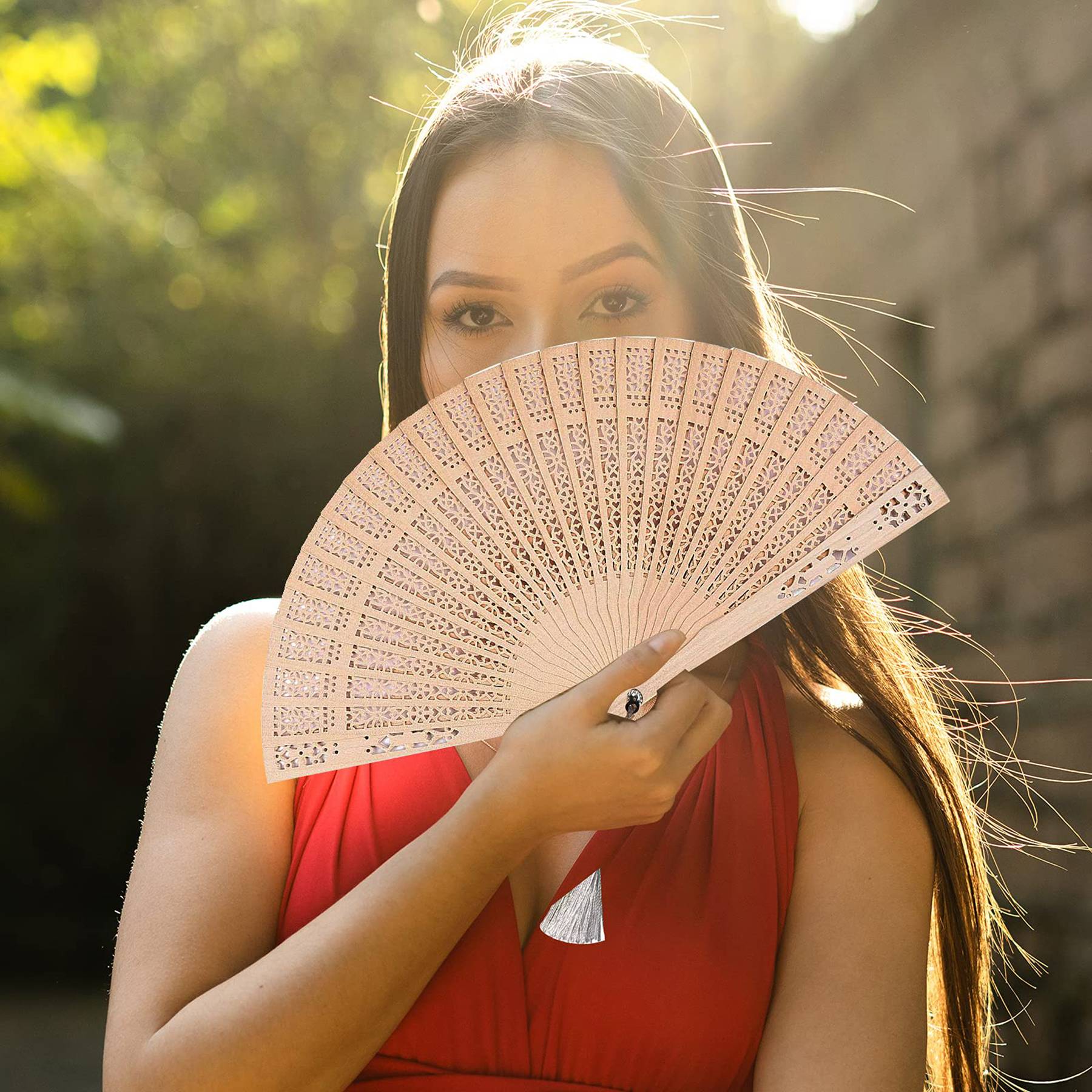 Vintage Wooden Handheld Folding Fan 6