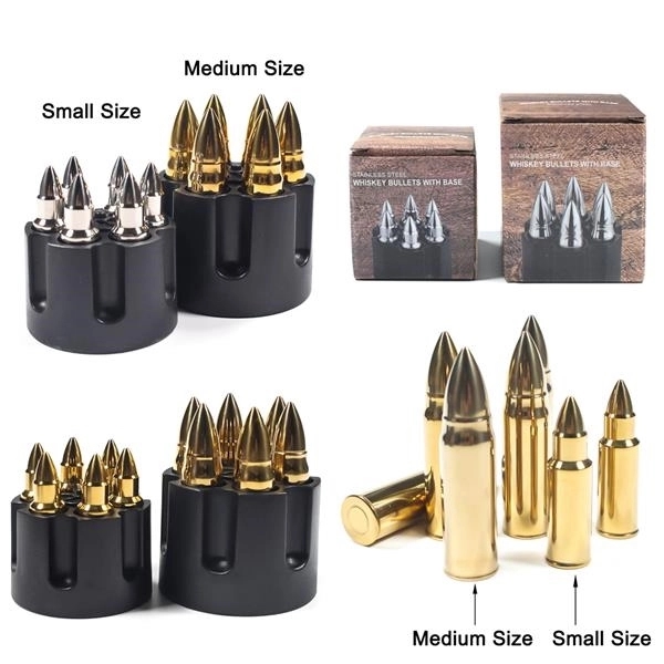 Stainless Steel Bullet Shaped Whisky Ice Cube With Base 6