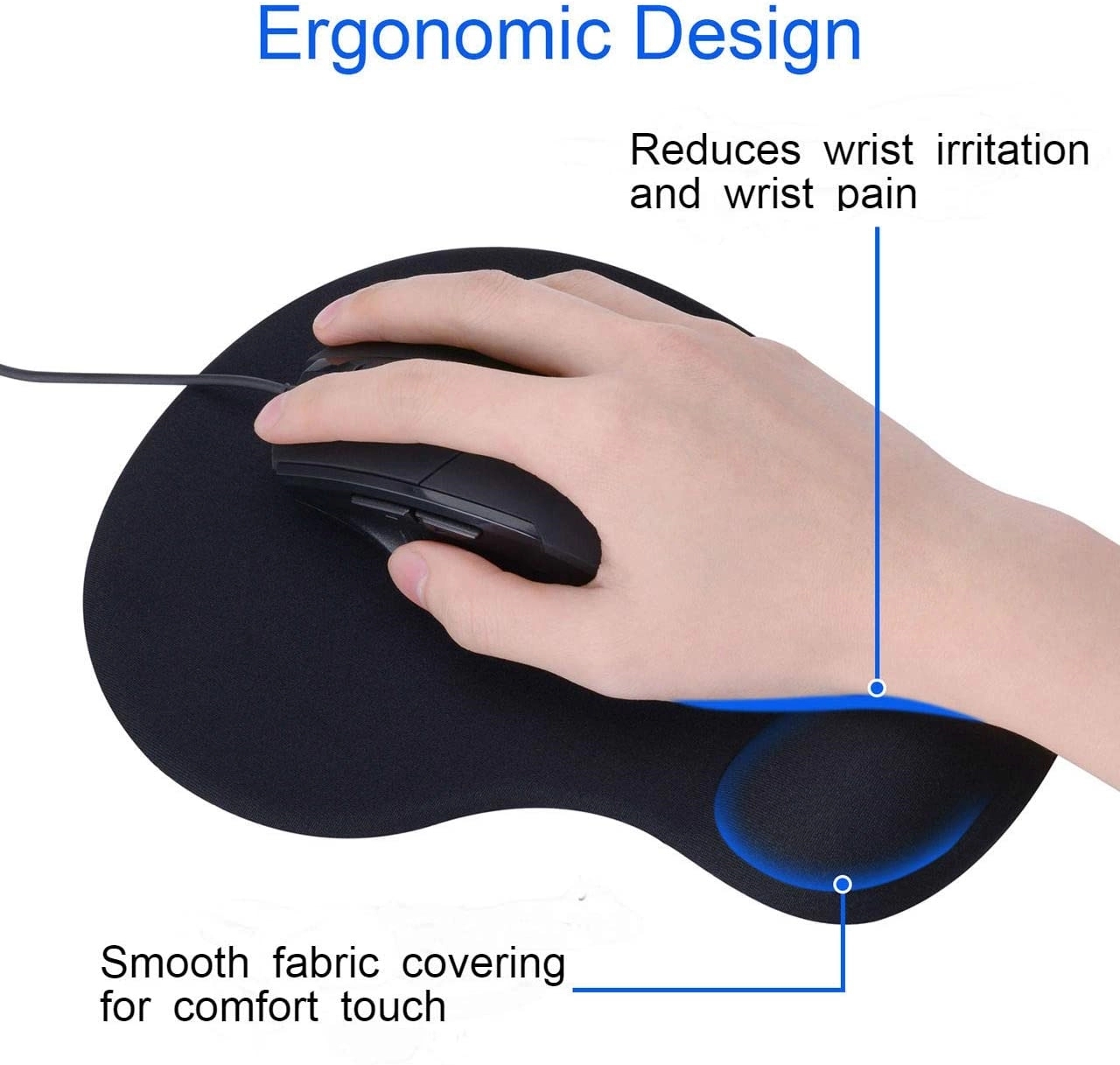 1/4" Thick Oval Mouse Pad with Gel Wrist Rest 3