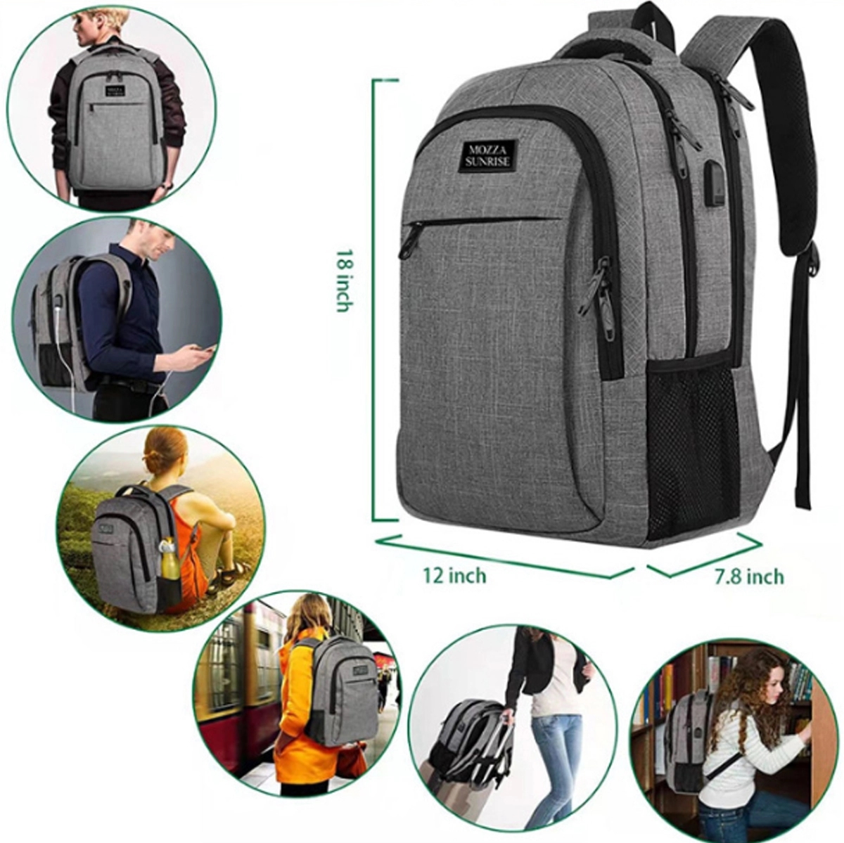 Custom Usb Charging Port Heavy Duty Travel Laptop Backpack 2