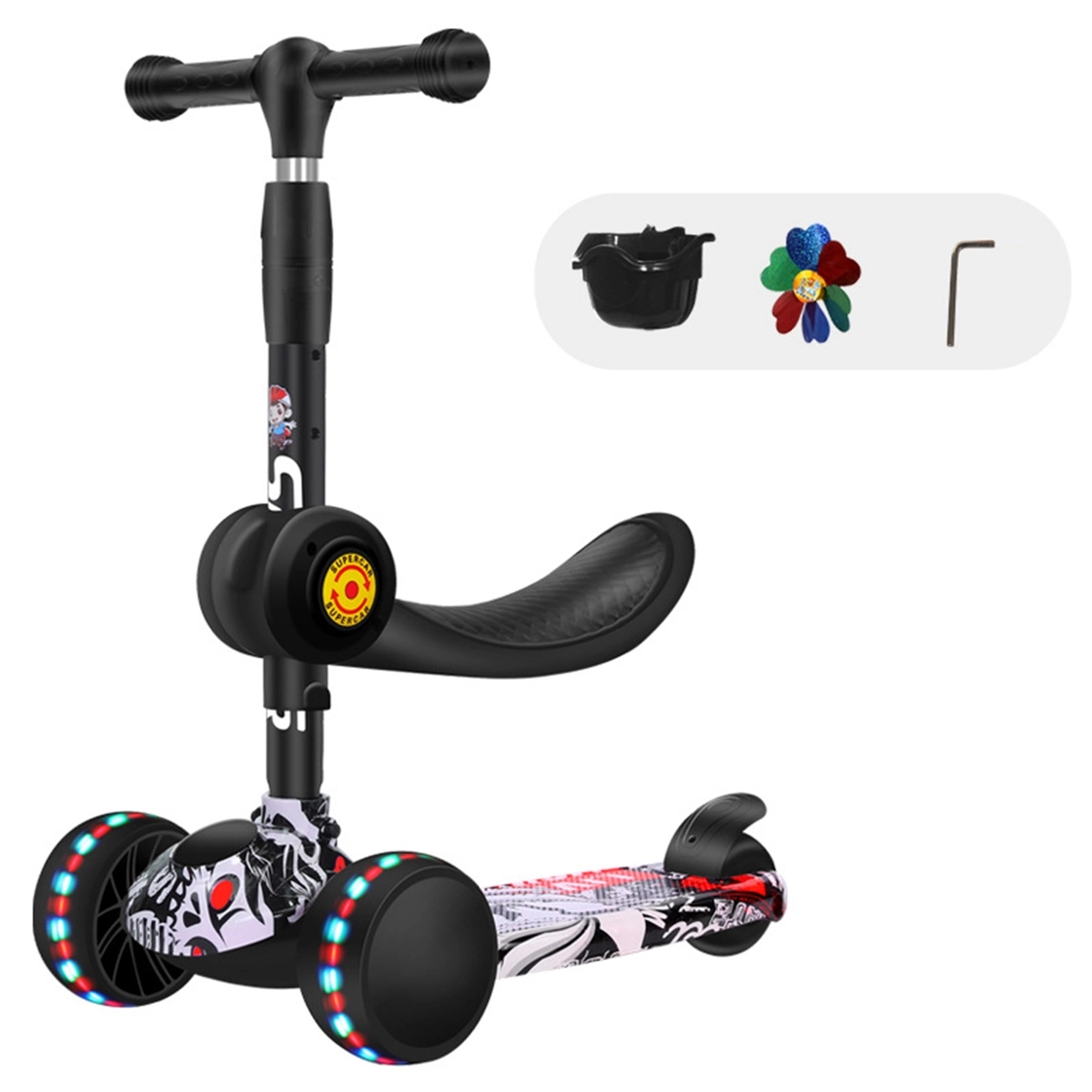 Foldable LED Flash 3 Wheel Racing Scooter 3