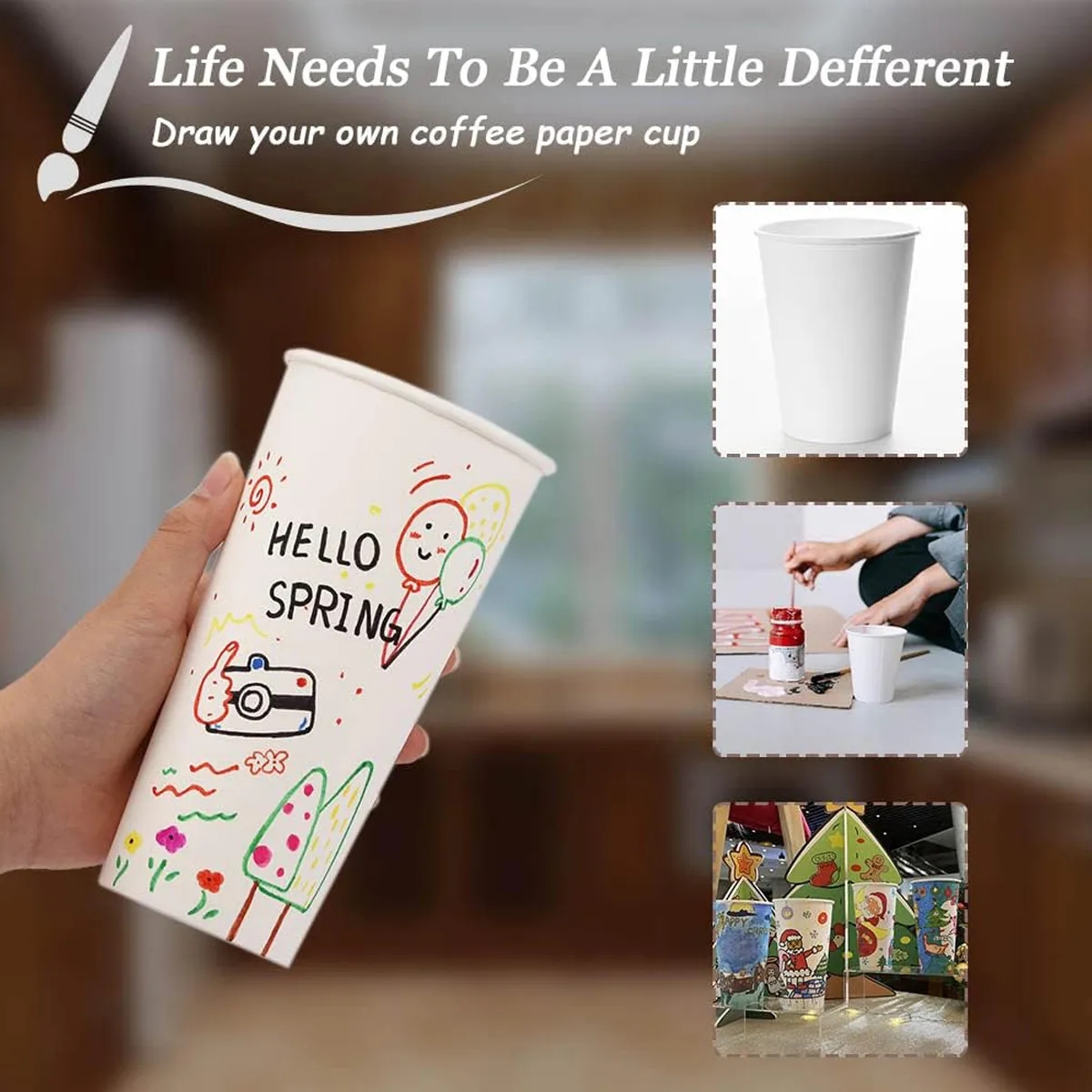 8 Oz Disposable Coffee Beverage Drinking Paper Cup 4