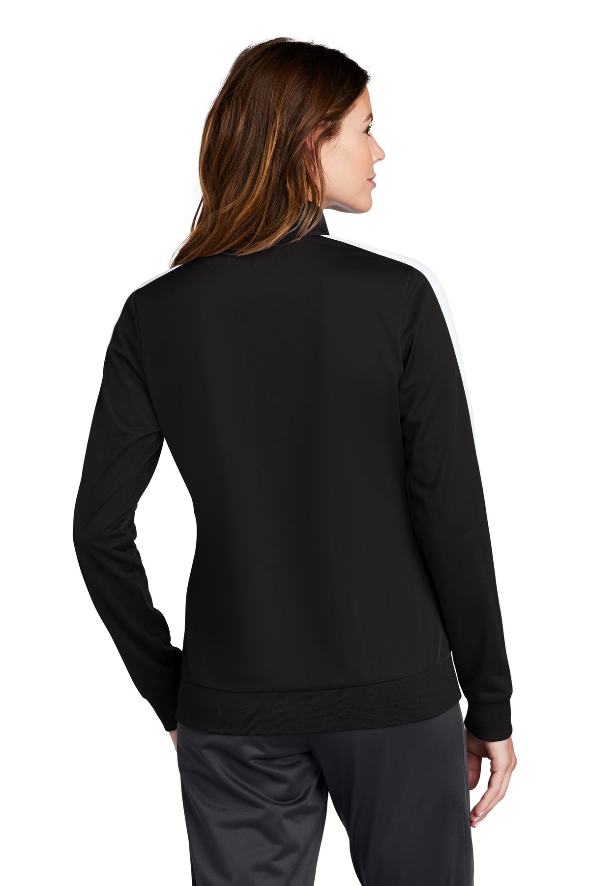 Sport-Tek Women's Tricot Sleeve Stripe Track Jacket. LST94 36
