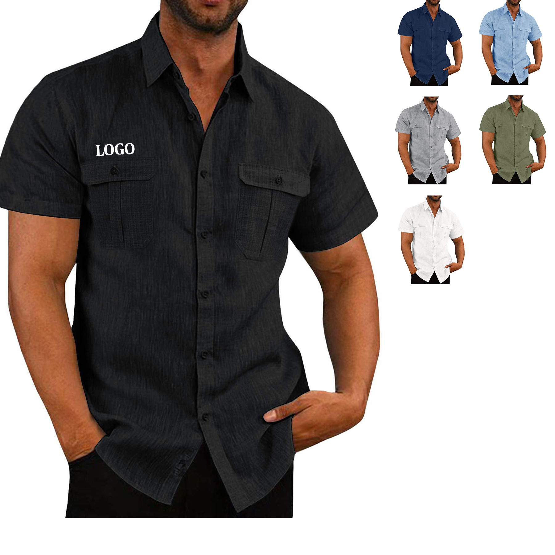 Mens Short Sleeve Classic Shirts Fishing Casual 7