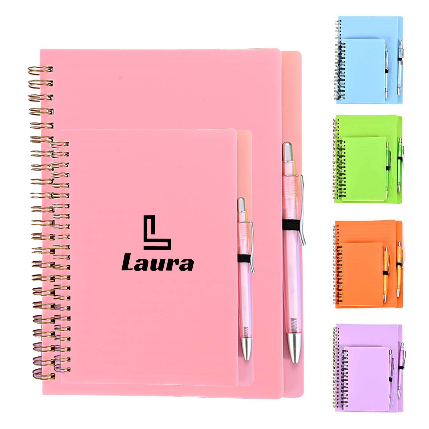 Solid Color Spiral Notebook with Pen 10