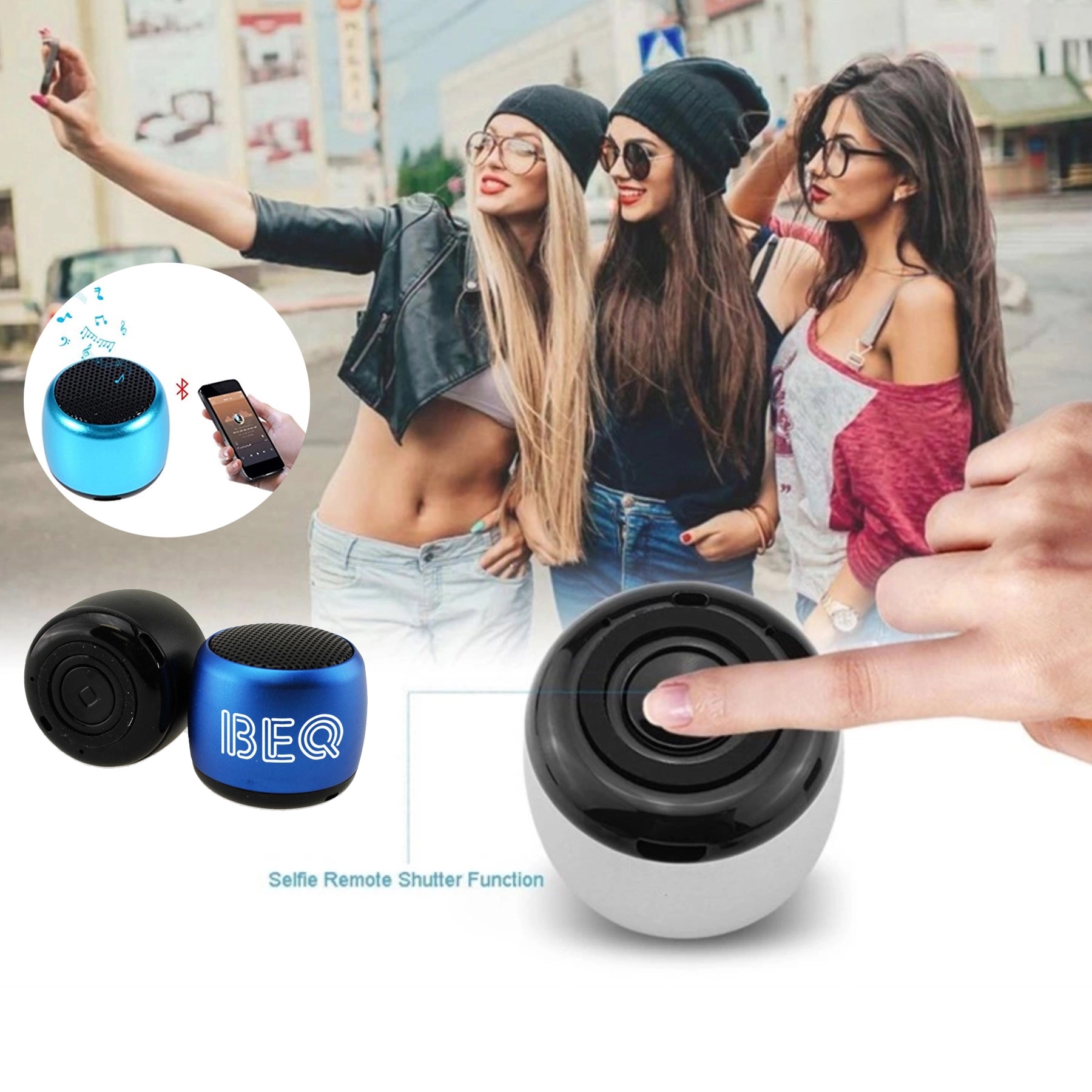 Mini Bluetooth Speaker with Remote Control for Selfies 1