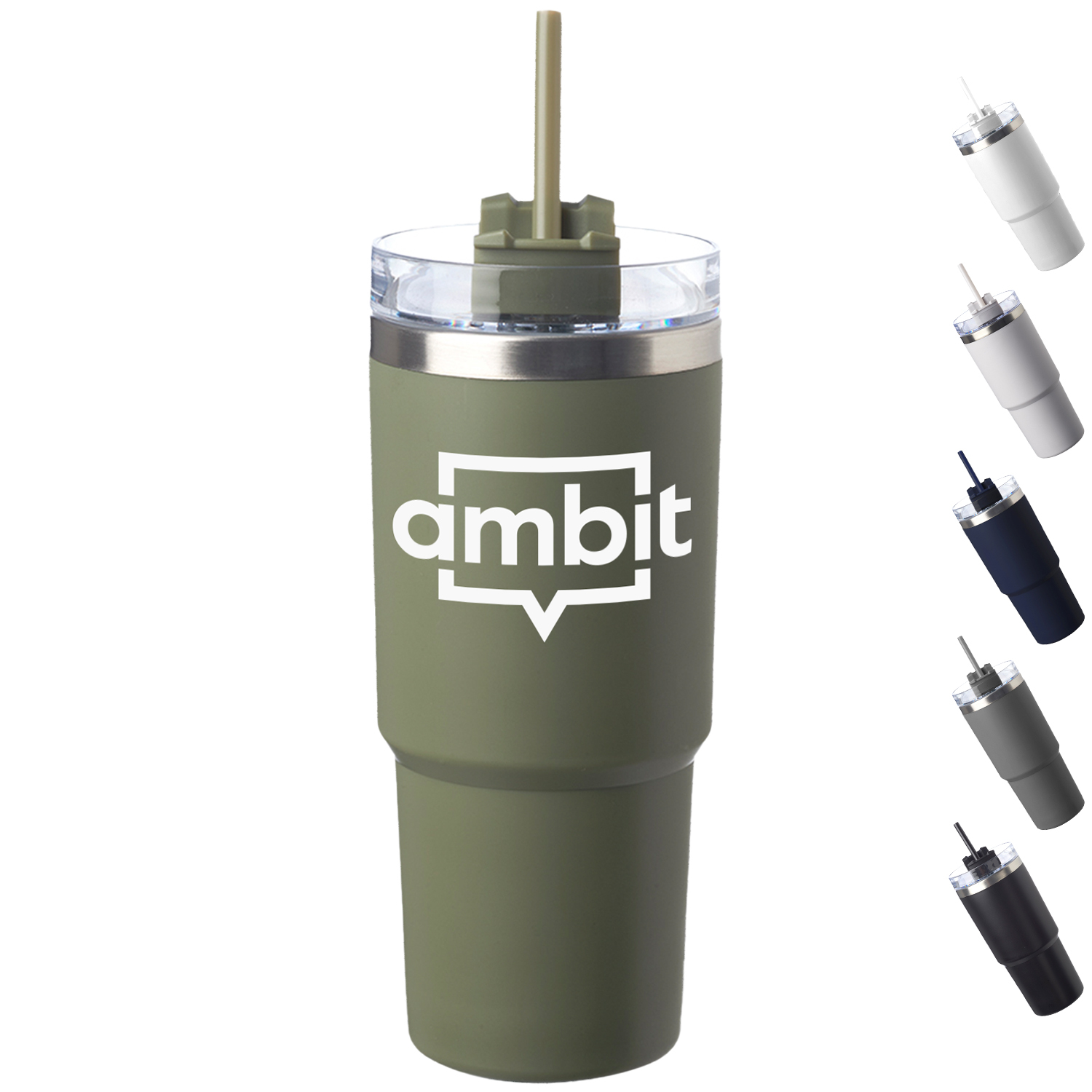 23 oz Matte Finish Travel Mugs with Straw 3