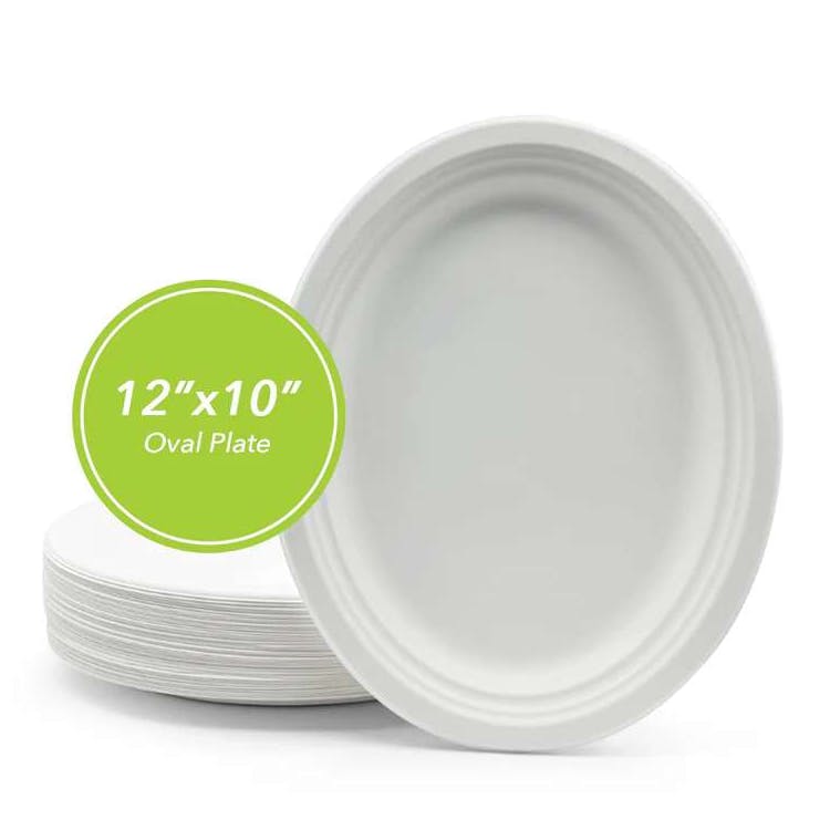Three Leaf Bagasse Oval Plates 25 Pack 2