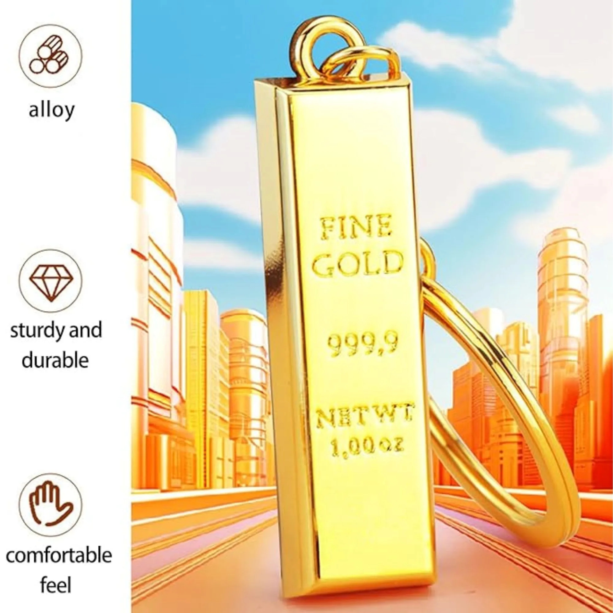 Gold Bar Shaped Fashion Keychain 2