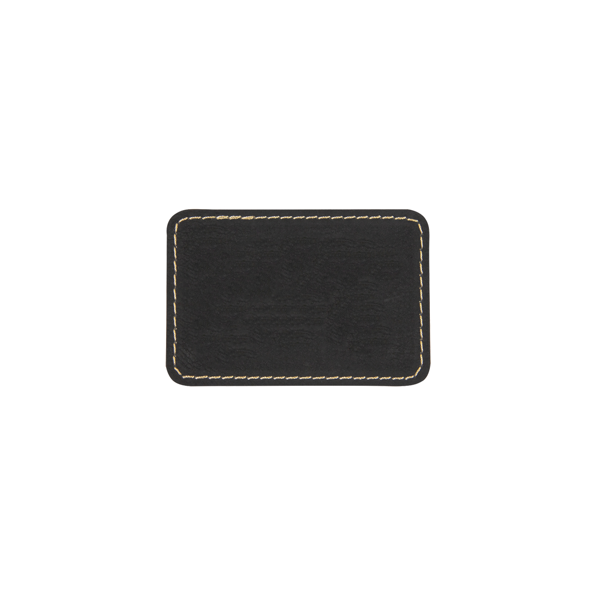 3" x 2" Black/Gold Leatherette Rectangular Patch with Adhesive 1