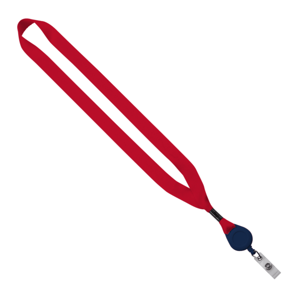 3/4" Polyester Lanyard with Metal Crimp & Retractable Badge Reel 253
