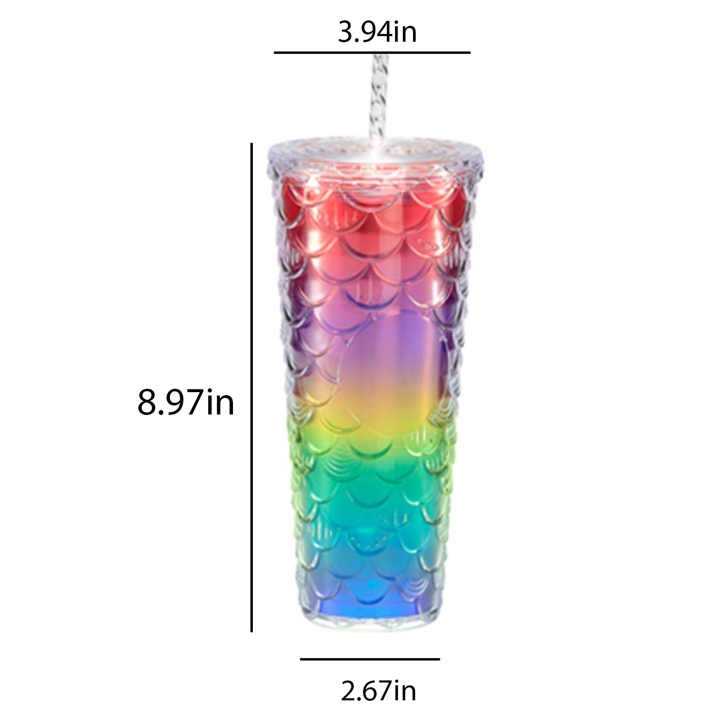 24-27Oz Fish Scale Large Capacity Cup w/ Straw 3