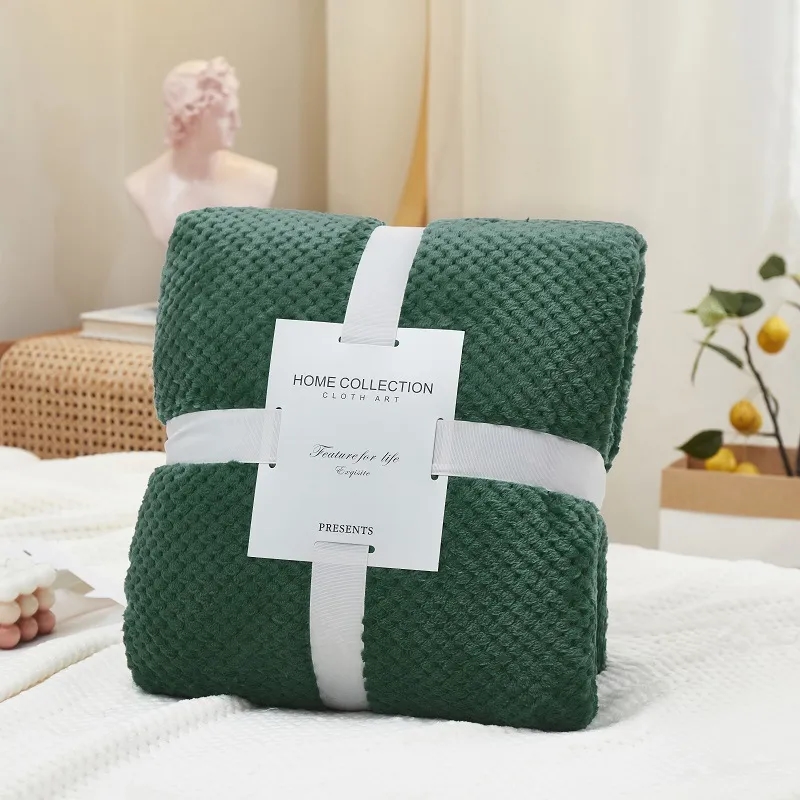 Large Waffle Weave Flannel Fleece Throw Blanket 4