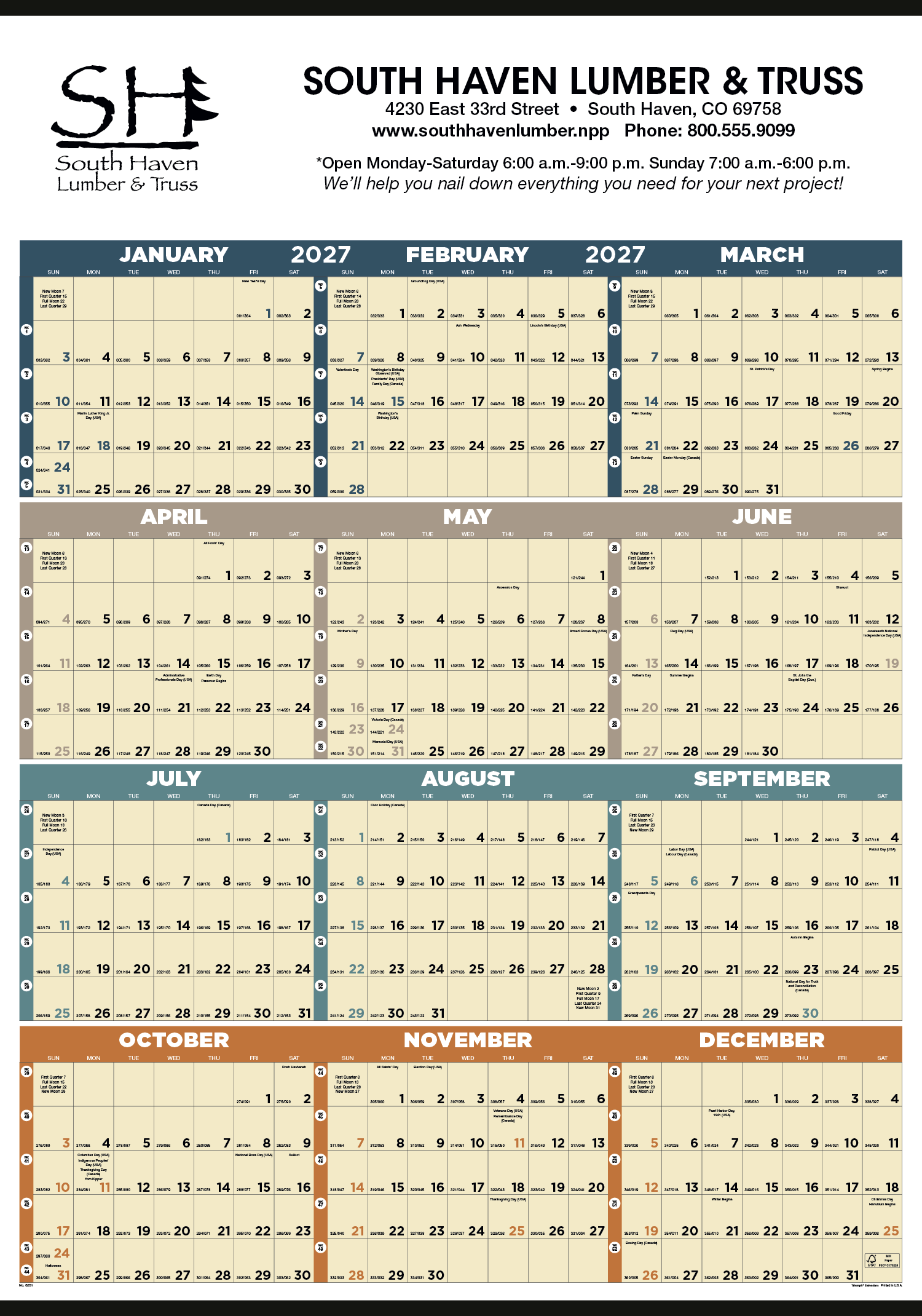 Triumph® Calendars Time Management Span-A-Year (Non-Laminated) Calendar 6