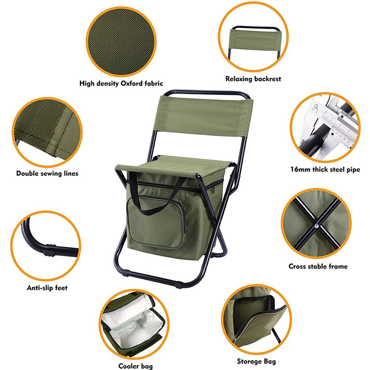 Folding Camping Chair With Cooler Bag 5