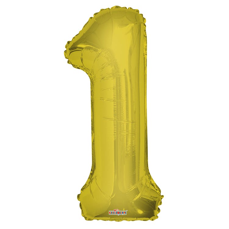 Mylar Number 1 Balloons - Gold 34" 2
