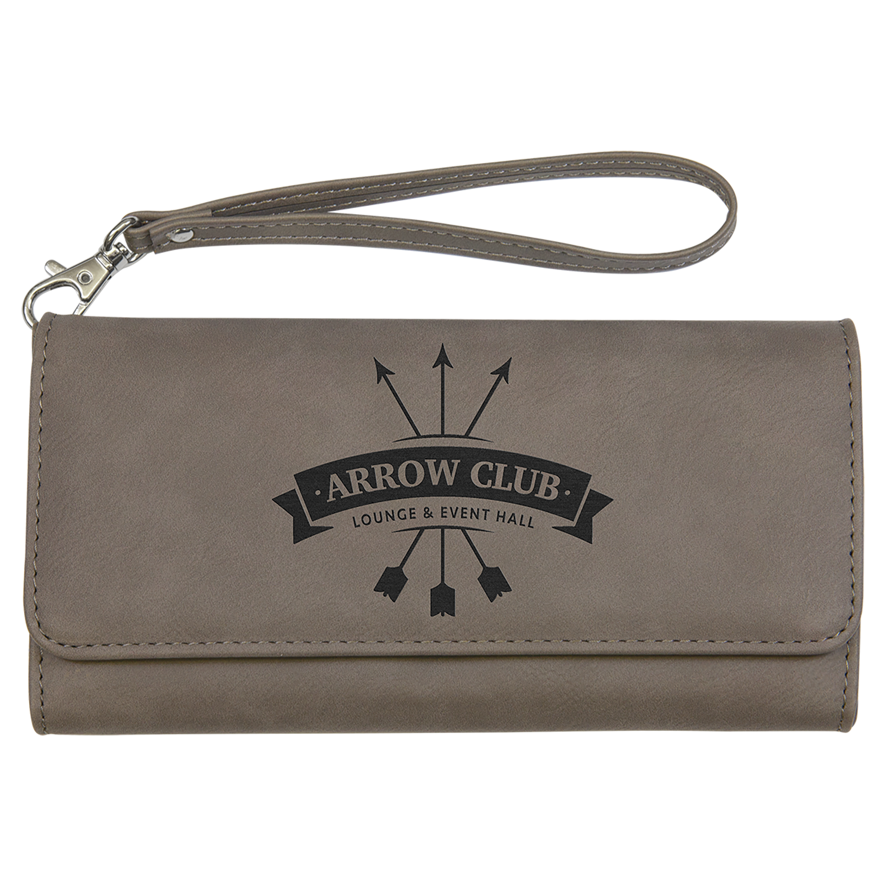 7 1/2" x 4" Gray Leatherette Wallet with Strap 2