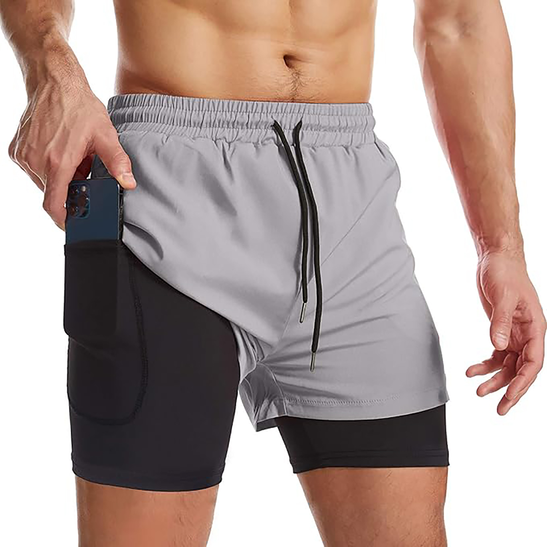 Men's 2 I n 1 Quick Drying Sports Shorts with Lining 18