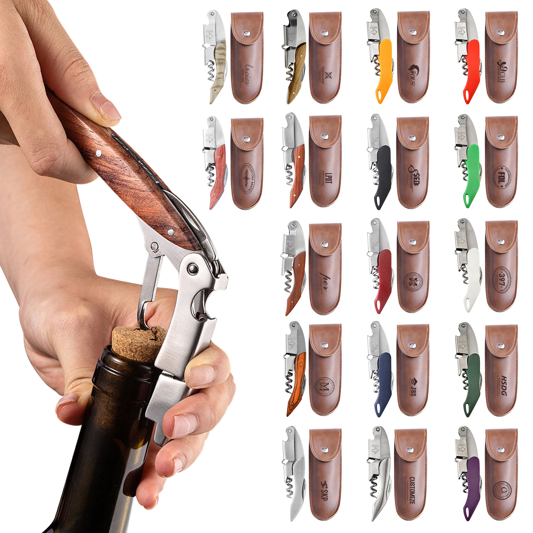 Wine Bottle Opener& Corkscrew Tool With Leather Case 4