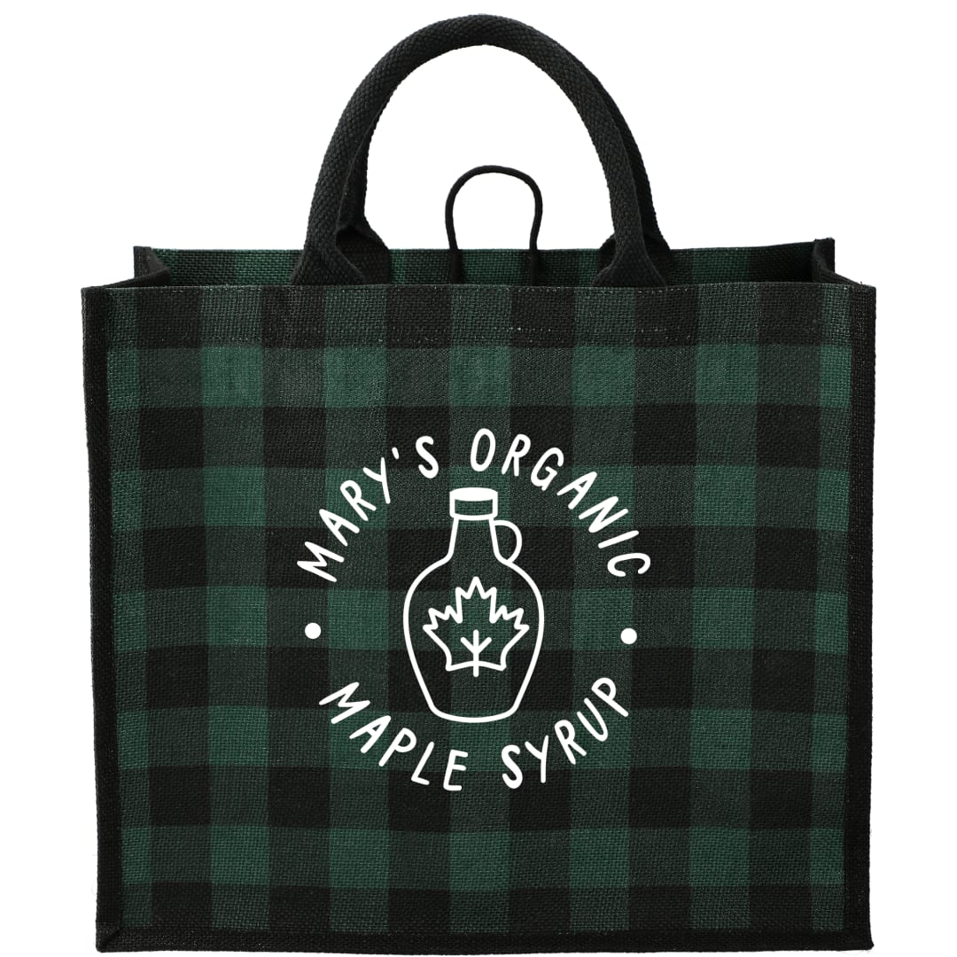 Buffalo Plaid Printed Jute Tote 37