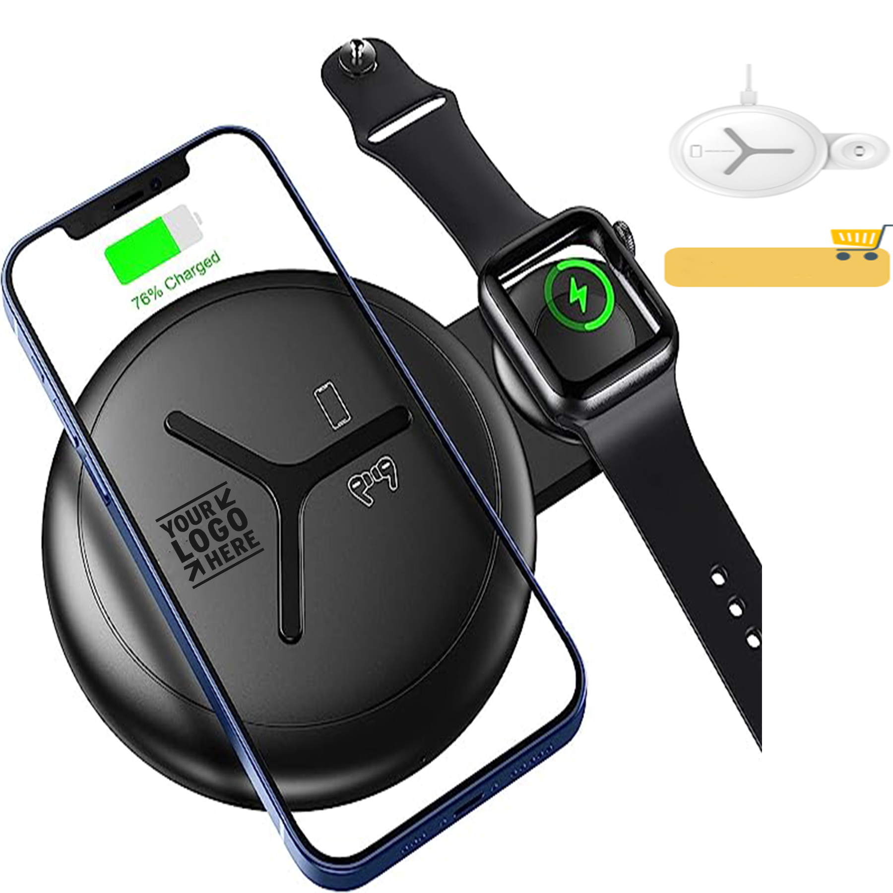 2 in 1 Compatible with iPhone Apple Watch and AirPods Qi Fast Charger Wireless Charging Station 2