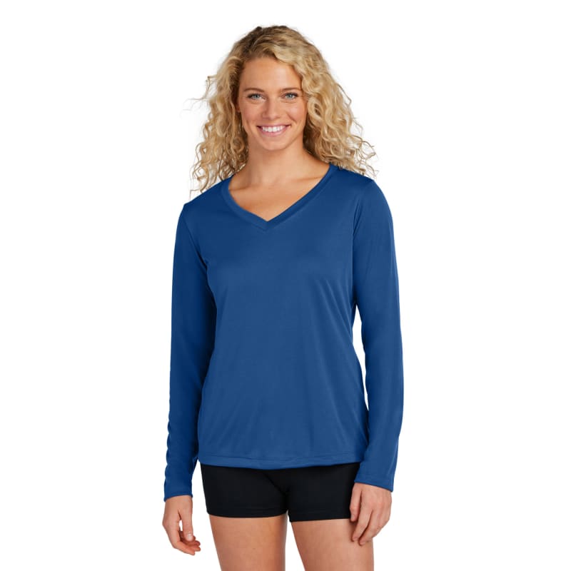 Sport-Tek Women's Long Sleeve PosiCharge Competitor V-Neck Tee. 77