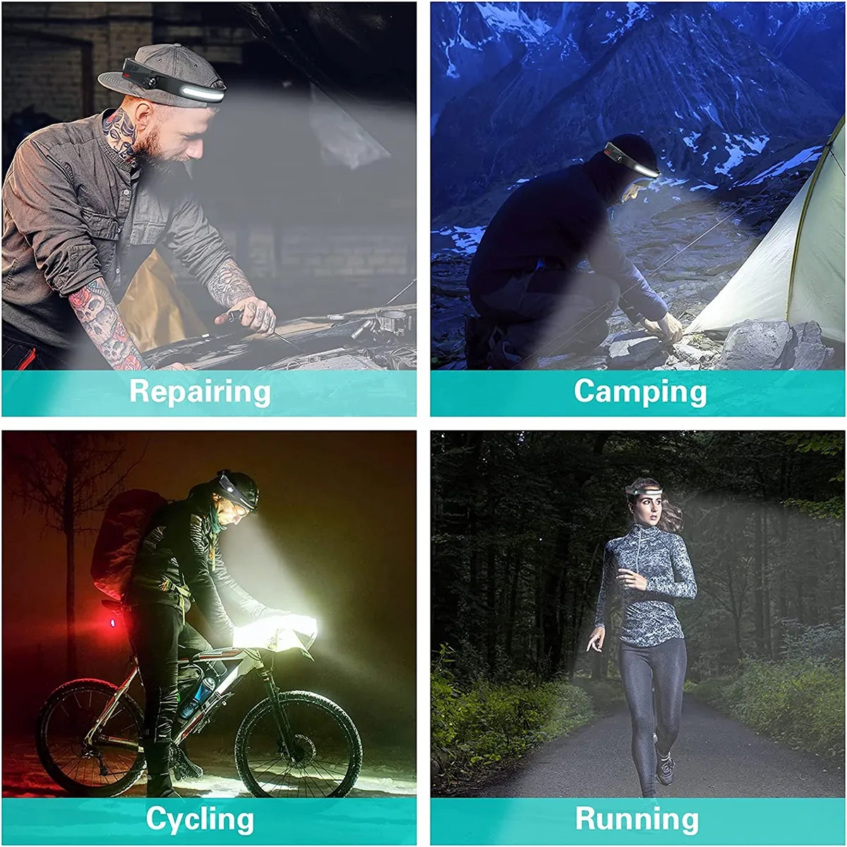 USB Charging LED Headlamp with Sensor Mode 6